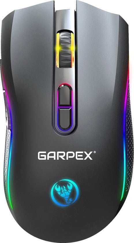 GarpexÂ® Silent Wireless Mouse - Gaming-Maus - Computermaus - Kabellose Maus - Mit LED-Beleuchtung - Wiederaufladbar - Schwarz