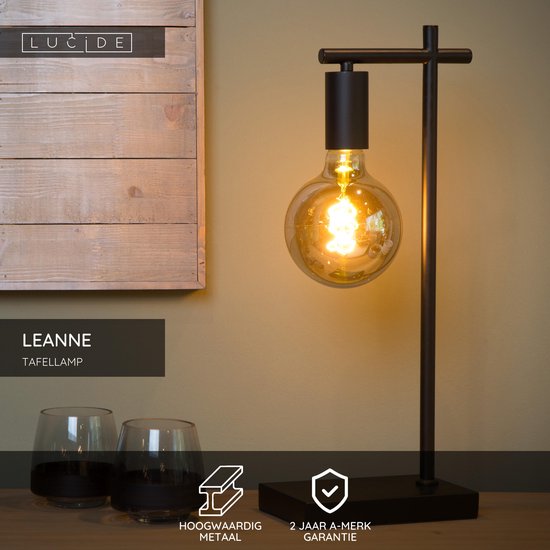 Lucide LEANNE – Tischlampe – 1xE27 – Schwarz