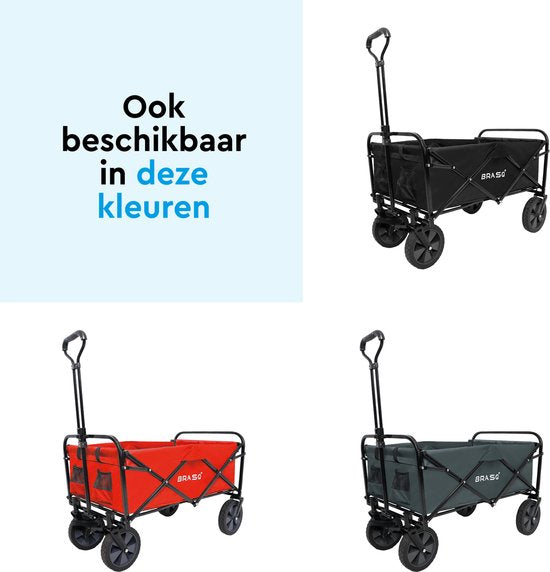 BRASQ Faltbarer Wagen - 100 Liter - 80 KG Kapazität - Schwenkbare Räder mit Bremse - 90x51x100 CM - Verstellbarer Griff - Faltbarer Wagen - Kompakt - Blau