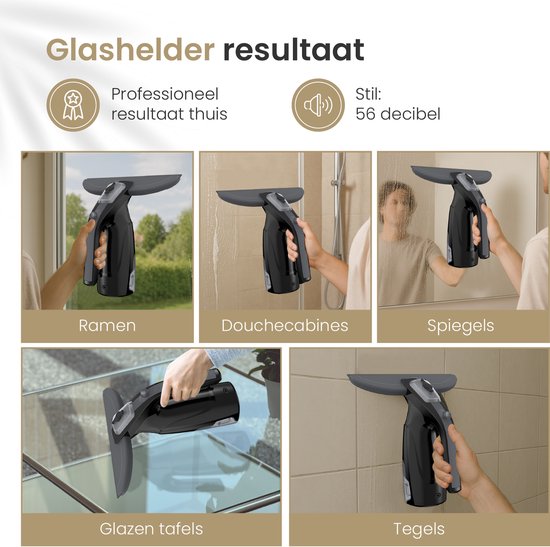 Vapore Elektro-Fensterreiniger - Inkl. Seifenspender - Mit integrierter Sprühfunktion - Inkl. Mikrofasertuch - Schwarz