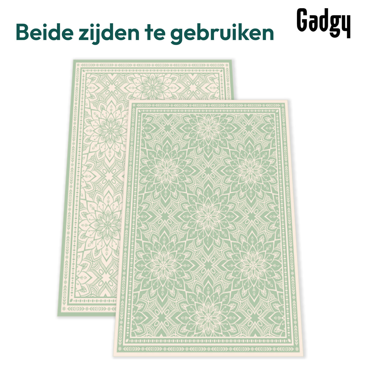 Gadgy Outdoor Teppich XXL - Outdoor Teppich 270x200 cm - Gartenteppich Doppelseitig - Picknickdecke Grün Weiß - Outdoorteppich