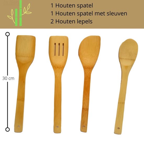 Bambus-Küchenset  – Spatel – Löffel – Schöpflöffel – 4-teilig