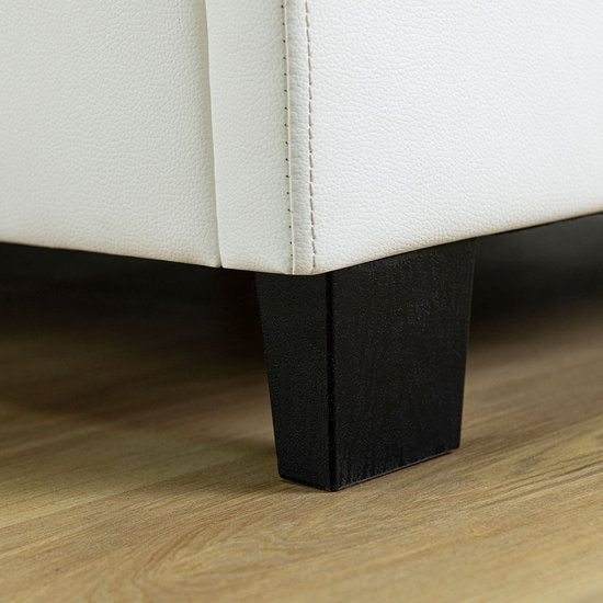 Polsterbett Verona - 90 x 200 cm - Weiß - LED-Beleuchtung