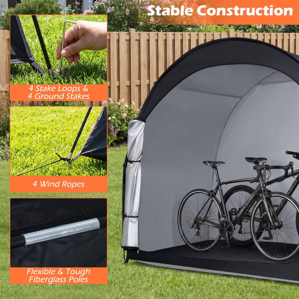 Coast Fahrradständer – Wetterfester Fahrradunterstand – Für 2 Fahrräder – Schwarz – 210 x 123 x 171 cm
