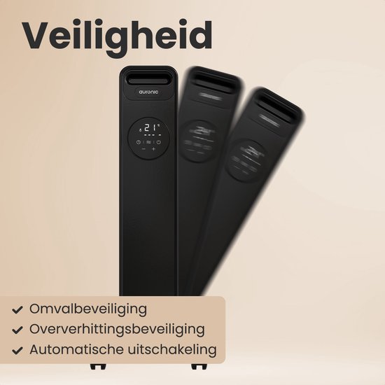 Auronic Ölradiator - Elektrischer Heizkörper - 2500W Heizkörper - Schwarz