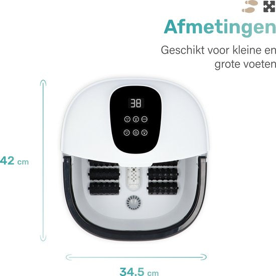 Soft & Silky - Fußbad - 12L - Heizung bis zu 48°C - Elektrisch - Mit Massage - Sprudel - Infrarot - Fußbad