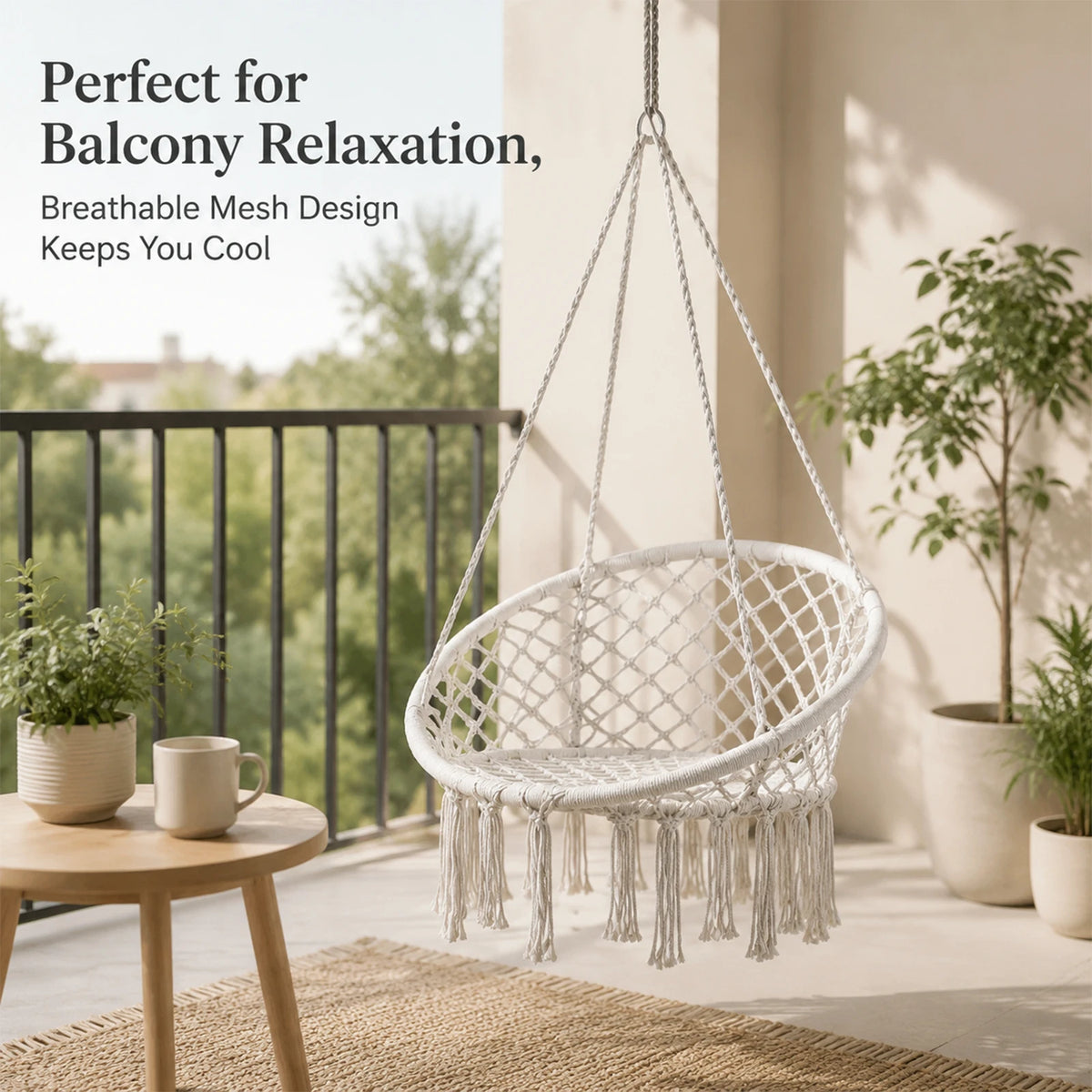 Terrabeta-Hängesessel aus Poly-Baumwolle – beige