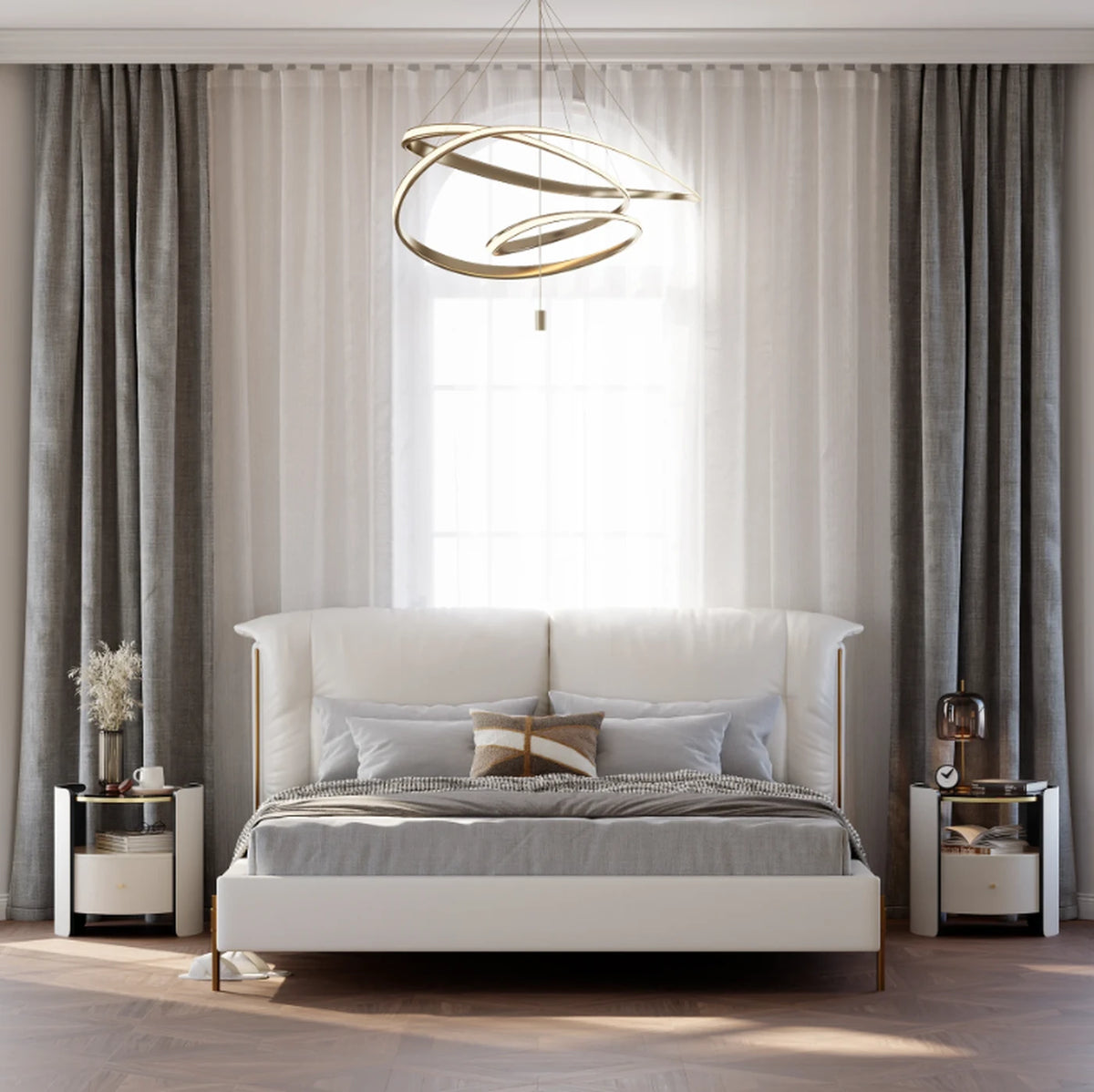 Homary Runder Nachttisch mit Glasplatte – Sinterstein – 49 x 49 x 48 cm – mit Schublade