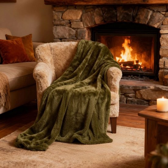 Arti Casa Fleece-Decke 150 x 200 cm – Plaid-Decke für das Sofa, das Bett oder den Außenbereich – Wohnaccessoire für Wohnzimmer und Schlafzimmer – Superweiches Material – Grün