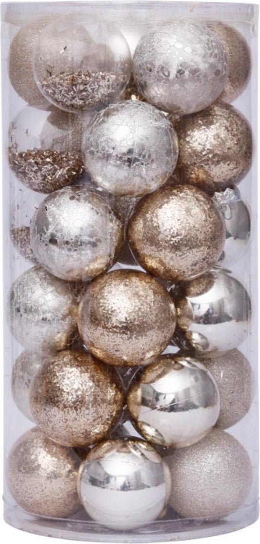 Luxus-Weihnachtskugel-Set - 60 Stück - Ø 6 cm - Gold und Silber - Luxuriöse Weihnachtsdekoration