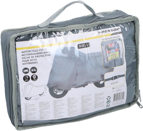 Dunlop Motorradabdeckung – Größe L – 228 x 99 x 124 cm – wetterfest – PVC