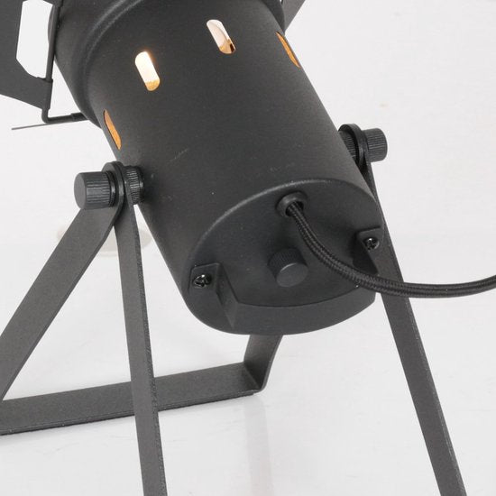 Tischlampe Carré 3380ZW – schwarze Lampe im Industrial-Stil aus Metall und Kunststoff, neigbar, E27-Fassung, Mexlite