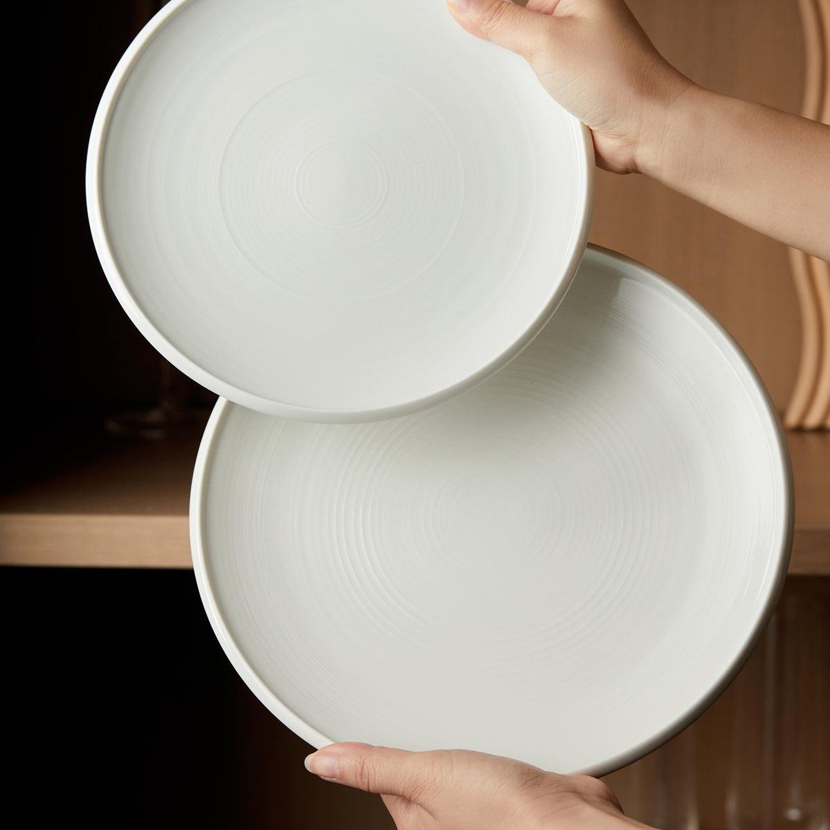Jiwoo ZEN Essteller, 6er-Set – 25 cm (10 Zoll) – Weiß