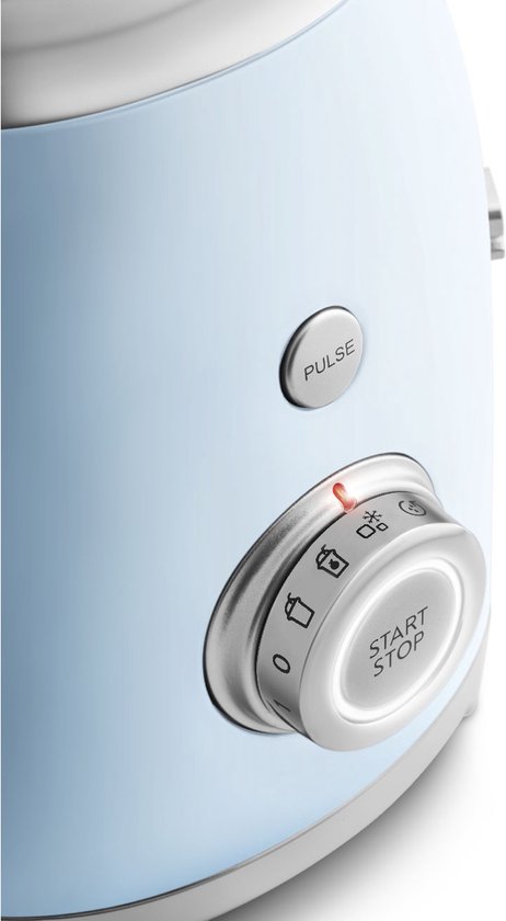 SMEG BLF03PBEU Mixer – Smoothie-Mixer – 800 W – 1,5 l Tritan™-Behälter – 4 Geschwindigkeitsstufen – Eiszerkleinerungs- und Smoothie-Funktion – im Stil der 50er Jahre – Pastellblau