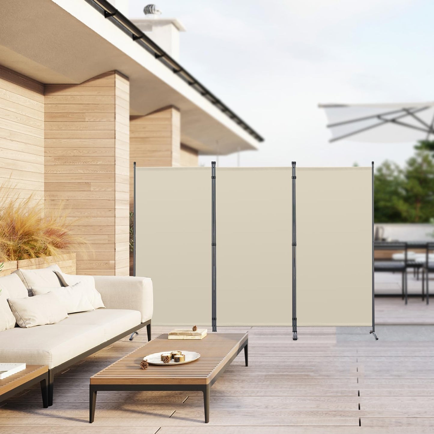 Angel Living Faltwand - 3 Elemente - 243 x 170 cm - Beige