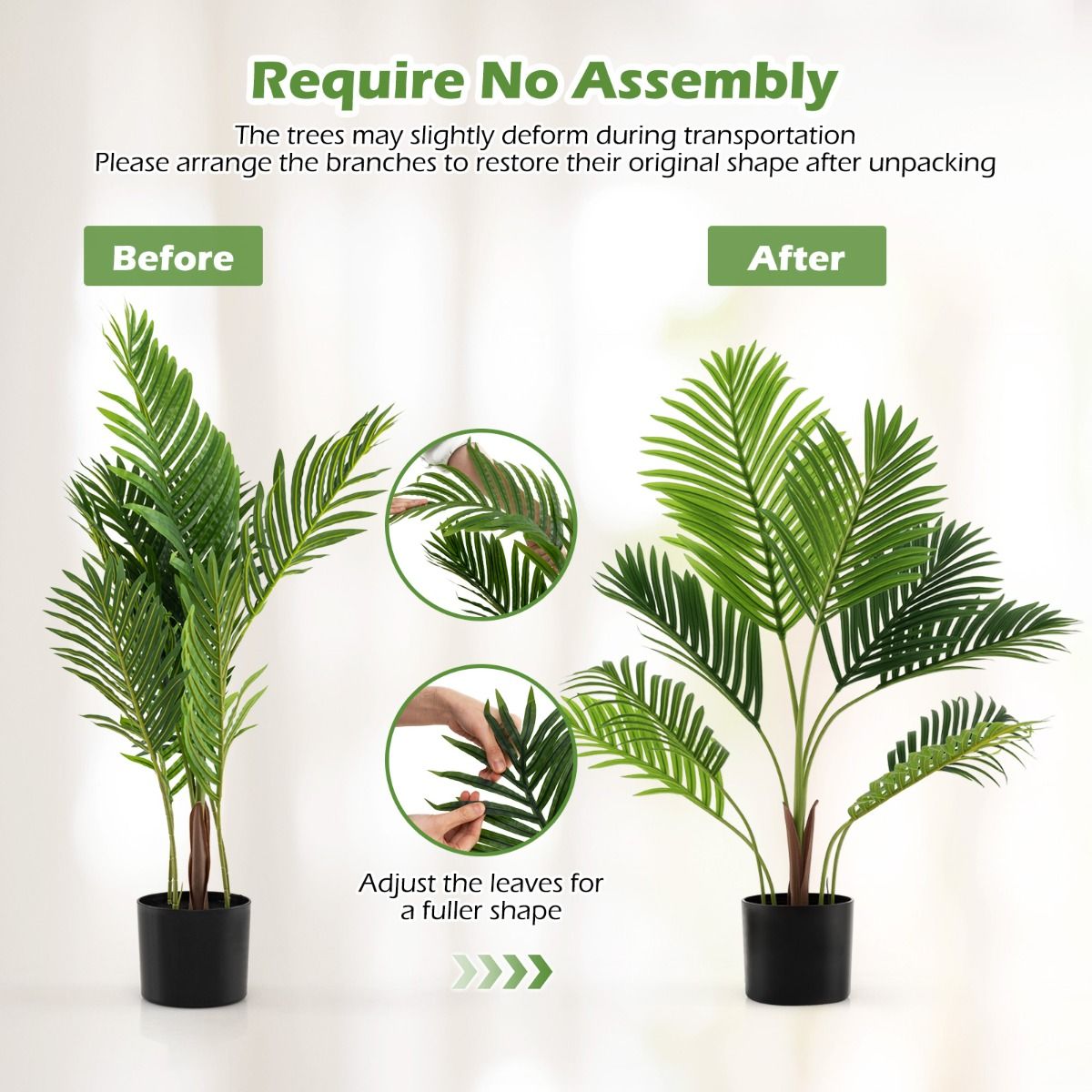 Coast Set aus künstlichen Areca-Palmen – 2 Stück – naturgetreu – pflegefrei – grün – 90 cm