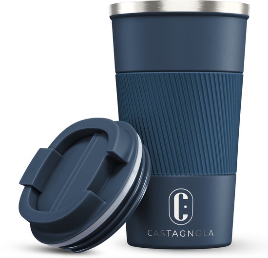 Castagnola Thermosbecher – Kaffeebecher zum Mitnehmen – Reisebecher für Kaffee und Tee – Teebecher – 510 ml – Edelstahl – Dunkelblau