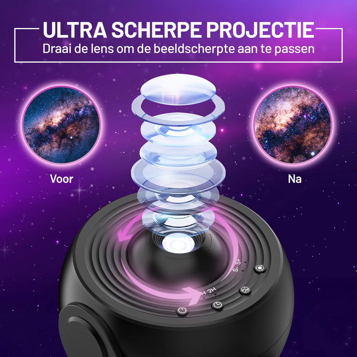 MostEssential Projektorlampe PRO Edition 12-in-1 Galaxy Projektor - Ø 11,8 cm - Farbe: Schwarz