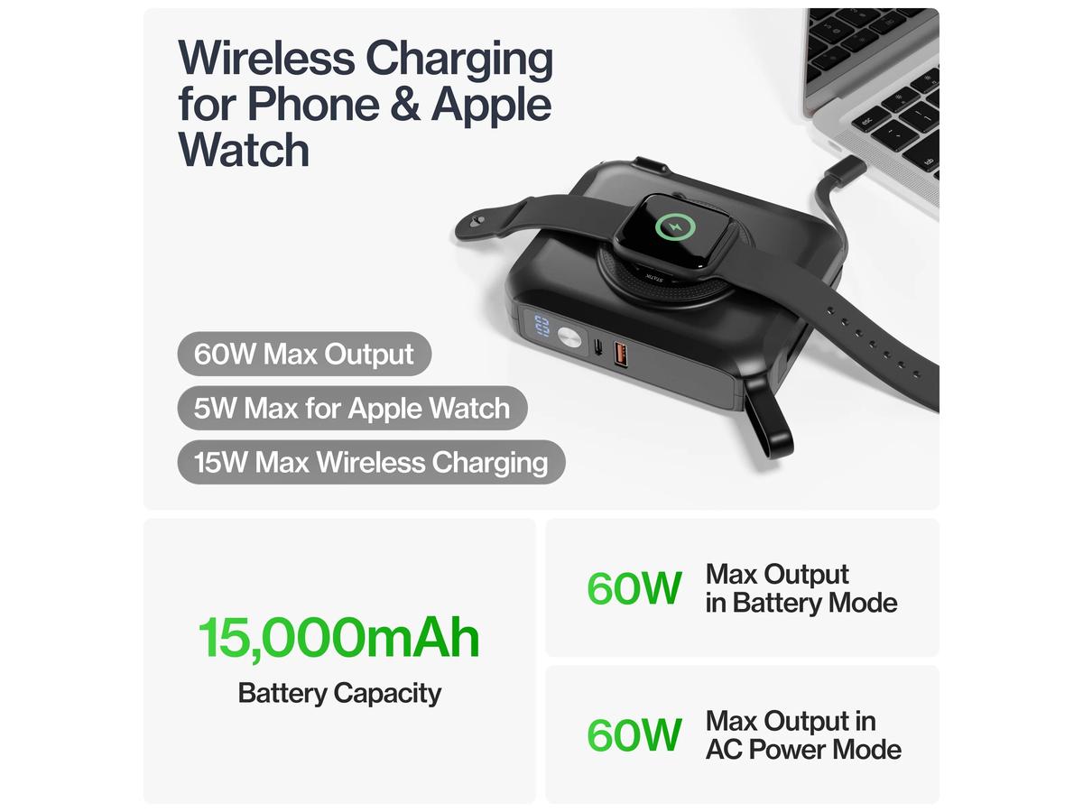 iBOOD SmartCharge Pro Powerbank – 15.000 mAh – 60 W – Schwarz