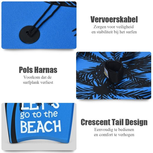 Bodyboard leichtes Strandschwimmbrett für Kinder und Erwachsene 106 cm blau