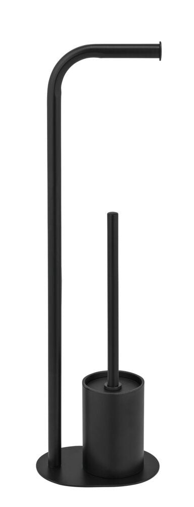 WENKO Levante WC-Set Schwarz – Standmodell – Edelstahl – 23 x 63 x 17 cm