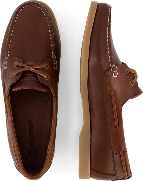 Travelin' Exmouth Men - Schnürbare Ledermokassins - Größe 42 - Stiefelschuh - Braunes Leder