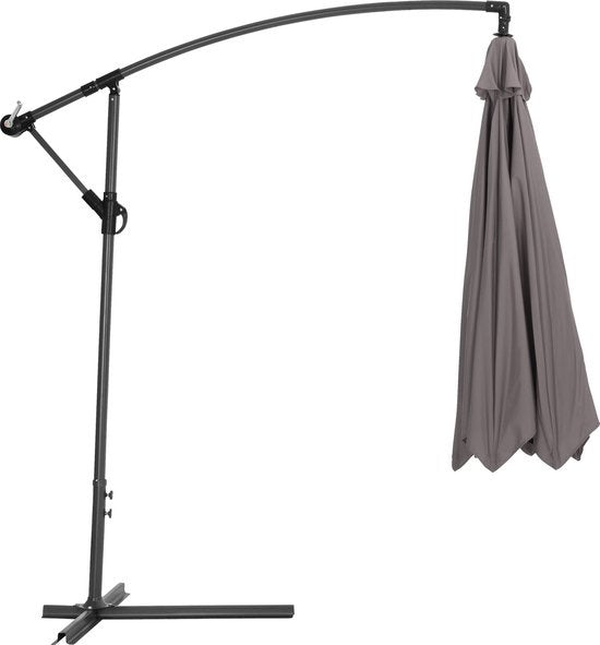 tectake - Schwebender Sonnenschirm aus Aluminium - Durchmesser 350 cm - Drehbar - Neigbar (stufenlos verstellbar) - UV-Schutz - Inkl. Schutzhülle - grau