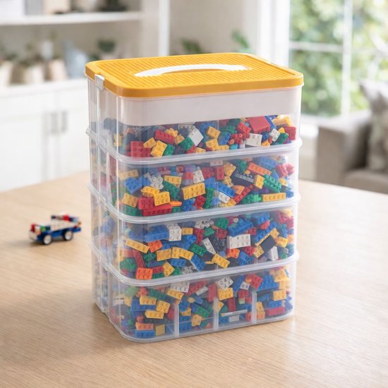 Ceruzo Spielzeug-Aufbewahrungsbox – 4 Ebenen – Transparent – Stapelbar – Organizer – Einlegeböden