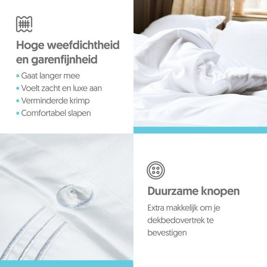 Dreamlab Bettbezugsset - 240 x 200/220 cm - Bettwäsche mit Kissenbezug - Double - Four Seasons - Mikrofaser - Weiß