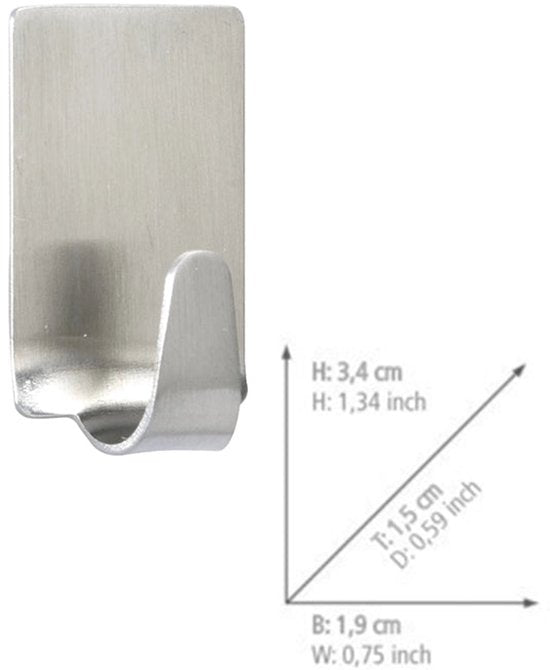 Wenko Wandhaken, rechteckig, 4er-Set – Schwarz – Selbstklebend