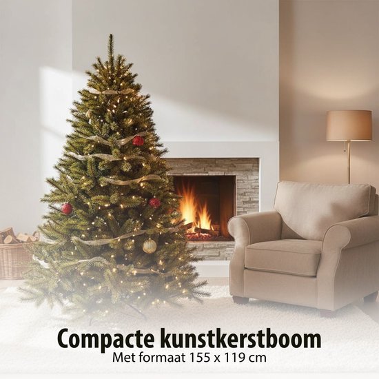 Triumph Tree Forest Frosted Weihnachtsbaum H 155 cm – Weihnachtsdekoration für den Innenbereich mit mattierten Nadeln – Kunstbaum, rund, mit Steckkonstruktion und Klicksystem – Ø 119 cm – Grün