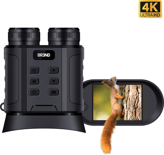 BREND Digitales Fernglas - 300 Meter Nachtsicht - 4K - 40 Megapixel - IPS-Bildschirm - 10x Zoom - Taschenlampe - Inklusive SD-Karte - Schwarz