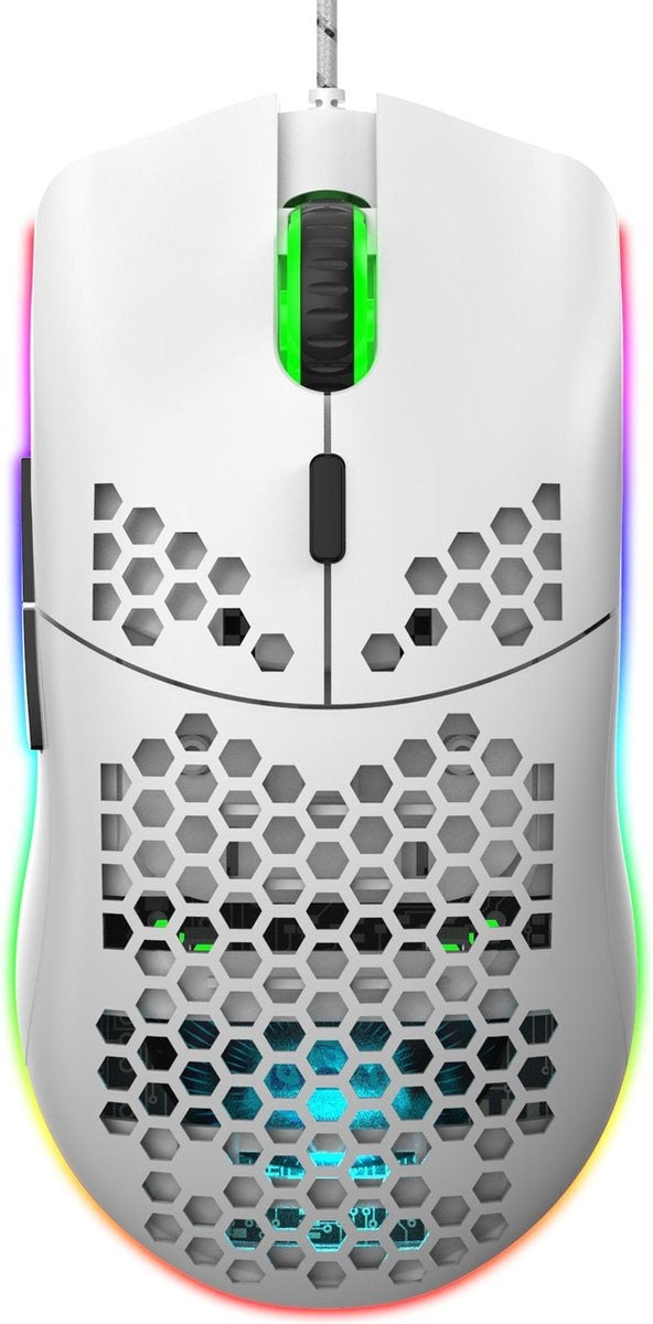 HxSJ - Gaming-Maus J900 - Ultraleicht - RGB-Beleuchtung - 6400DPI - Weiß