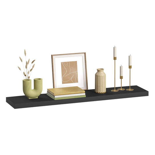 Esituro Wandregal – 110 x 3,8 x 22,9 cm – freihängend – MDF – Schwarz – Metallhalterung