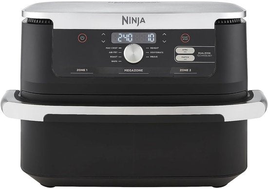 Ninja Foodi FlexDrawer Heißluftfritteuse, DualZone mit herausnehmbarer Trennwand, großer Einschub mit 10,4 l Fassungsvermögen, spülmaschinenfeste Teile mit Antihaftbeschichtung – Schwarz – AF500EU