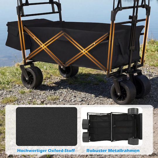 Coast Klappbarer Gartenwagen 100 Liter – Schwarz – 120 x 57 x 110 cm