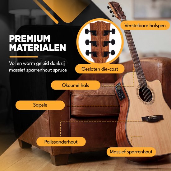 Finesse Elektro-Akustikgitarre mit Verstärker – inklusive Videokurs – 4/4, 41 Zoll – Zubehör – Erwachsene – Kinder