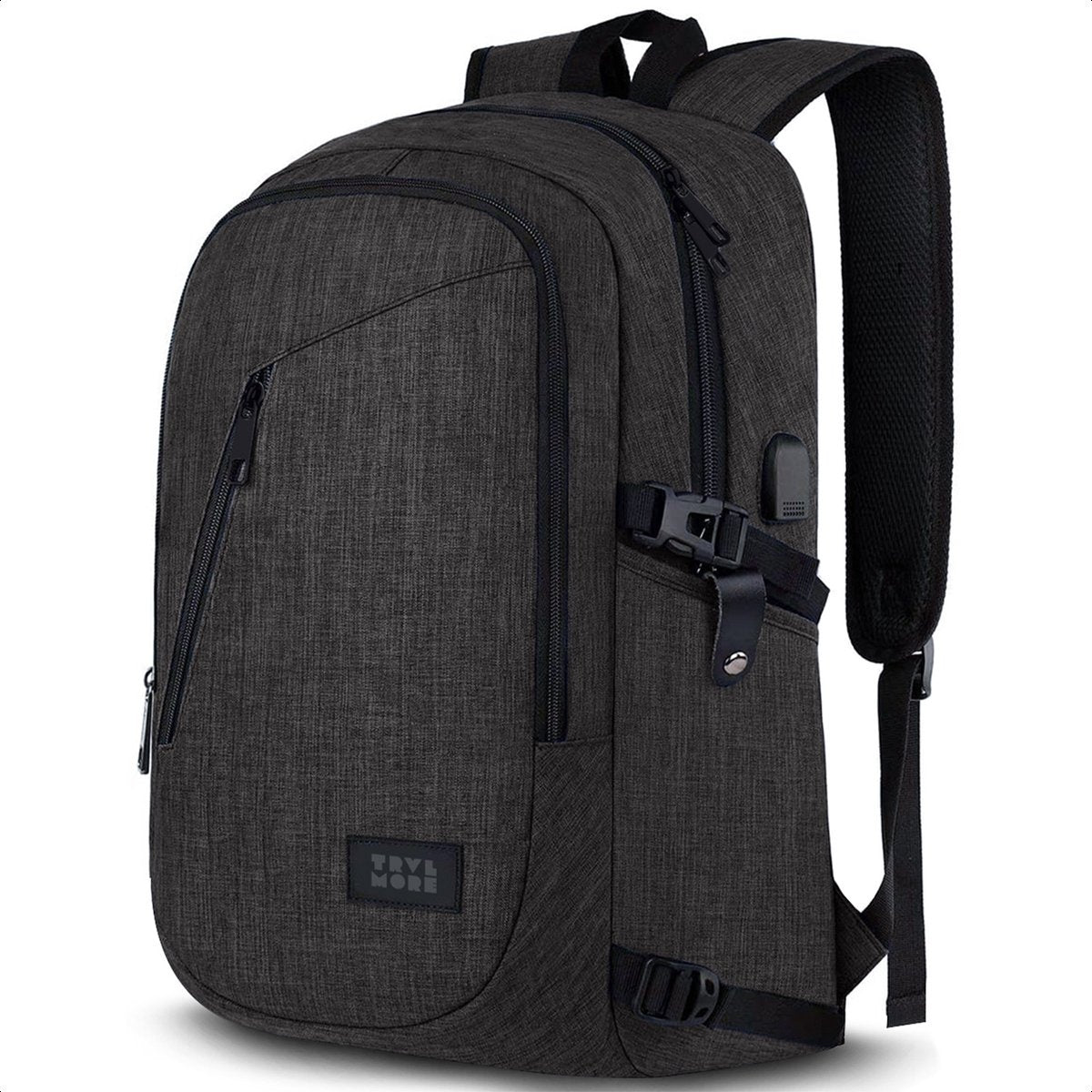TRVLMORE Rucksack - 25L - 15.6 Zoll - Laptop-Rucksack - Schultasche - Unisex - Spritzwassergeschützt Anthrazit