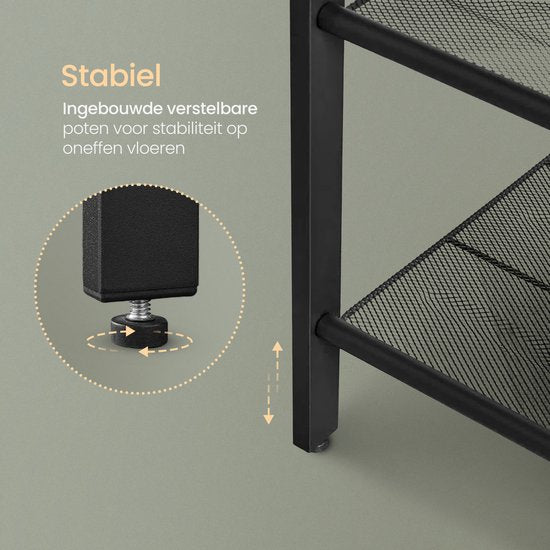 O'DADDY® - Beistelltisch quadratisch - Kleiner Bank-Tisch - Verstellbare Rasterablagen - 40x40x55 cm - Vintage Braun/Schwarz
