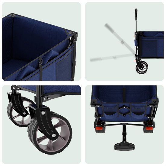 LifeGoods Bollerwagen - XL - Faltbar - 200L - 100KG Tragkraft - Blau