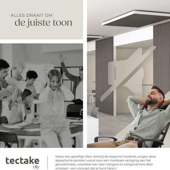 tectake® Akustikpaneele - 2er-Set - Akustik-Wandpaneele - 60 x 120 cm - 1,44 m² - Wandpaneele mit verstellbarer Größe - Lattenwand aus MDF und Holzfurnier - Schalldämmung - Stilvolle Wanddekoration - Einfache Montage - Eiche hellgrau