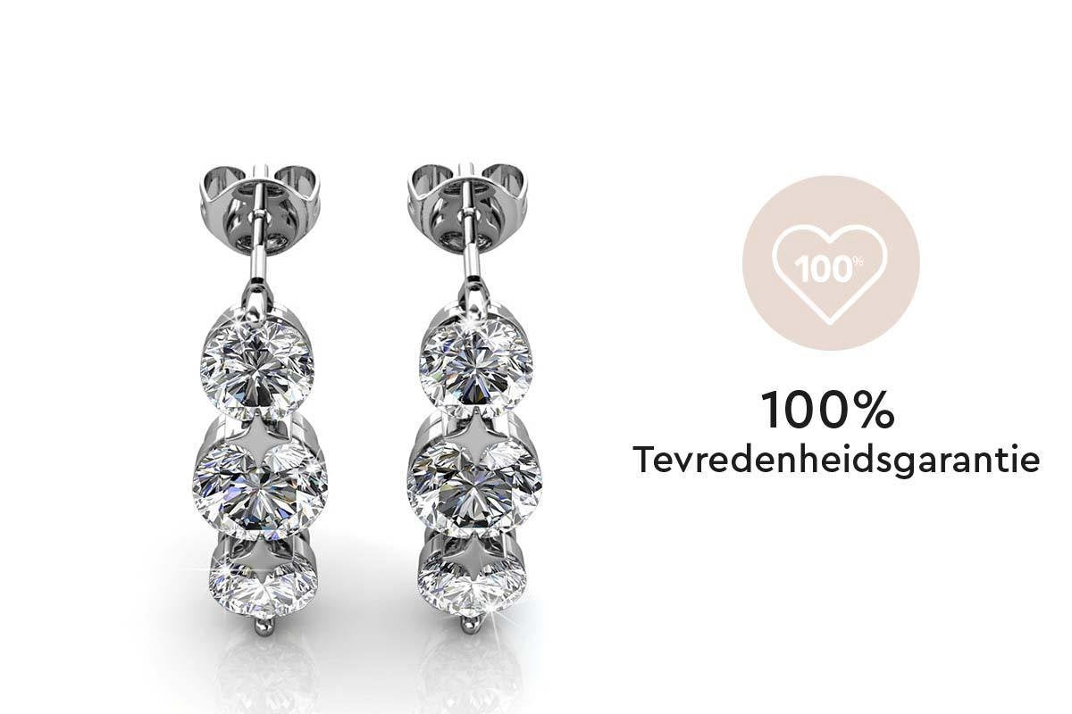 Yolora Damen Ohrringe mit Kalpa Camaka Kristallen - Farbe Silber - 18K Weißgold vergoldet - Geschenkverpackt