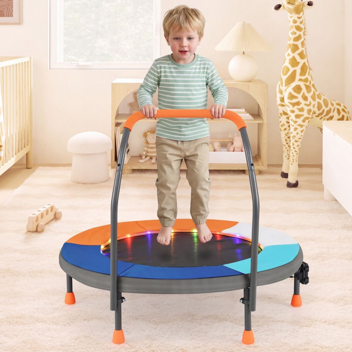 Coast Minitrampolin für Kinder – Modell 2 – LED-Beleuchtung – zusammenklappbar – mehrfarbig – 90 cm