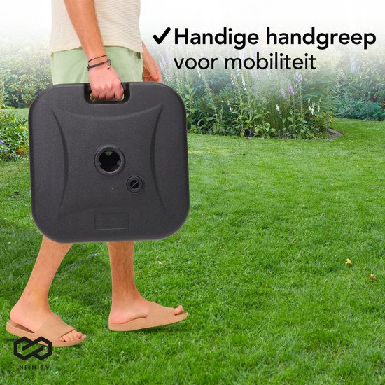 Infinity Goods Sonnenschirmhalterung - befüllbar - 40KG - kompakt und stabil - Sonnenschirmhalterung - Kunststoff - Anthrazit