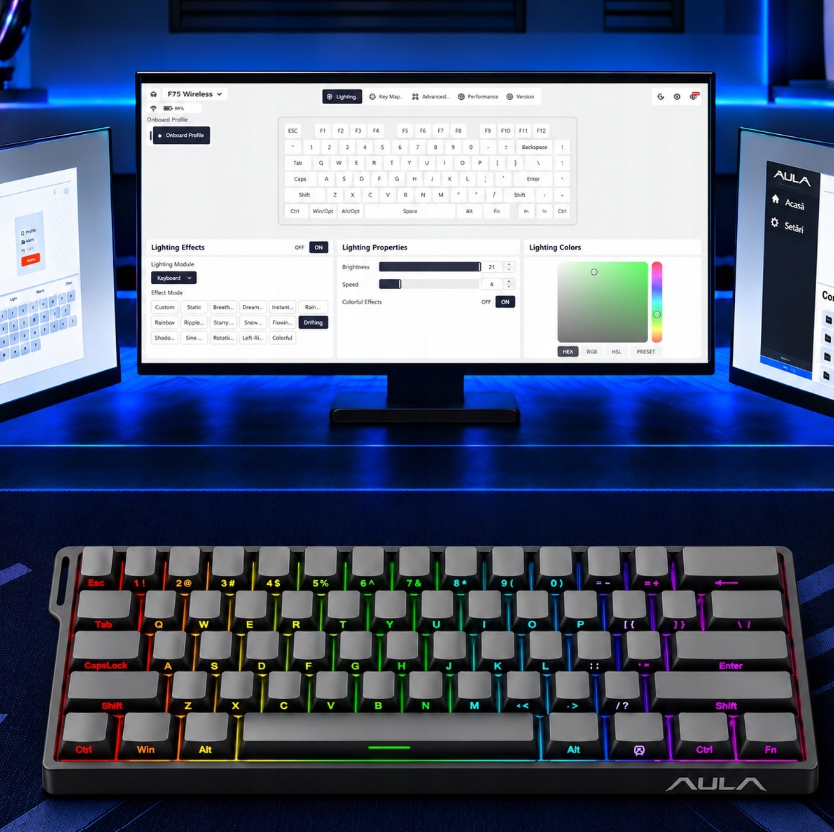 AULA WIN60 HE Gaming-Tastatur – 60 % kompakt – magnetische Schalter – 8000 Hz – Rapid Trigger – RGB – 30,2 x 10,9 cm