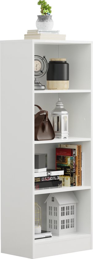 VDD - Abteilschrank - Abteilschrank offen - Wandschrank - Abteilschrank weiß - Bücherregal - Bücherregal weiß - Wandschrank - Abteilschrank - 50x30x130 cm - Weiß