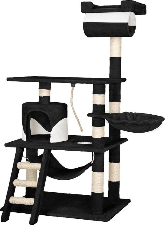 tectake Stokely Kratzbaum - 141 cm - Schwarz/Weiß