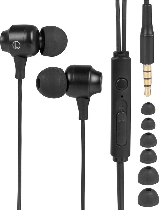 Nuvance - Ohrhörer mit Kabel - 3,5-mm-Klinkenanschluss - Ohrhörer mit Kabel - In-Ear-Kopfhörer mit Kabel und Mikrofon - Schwarz