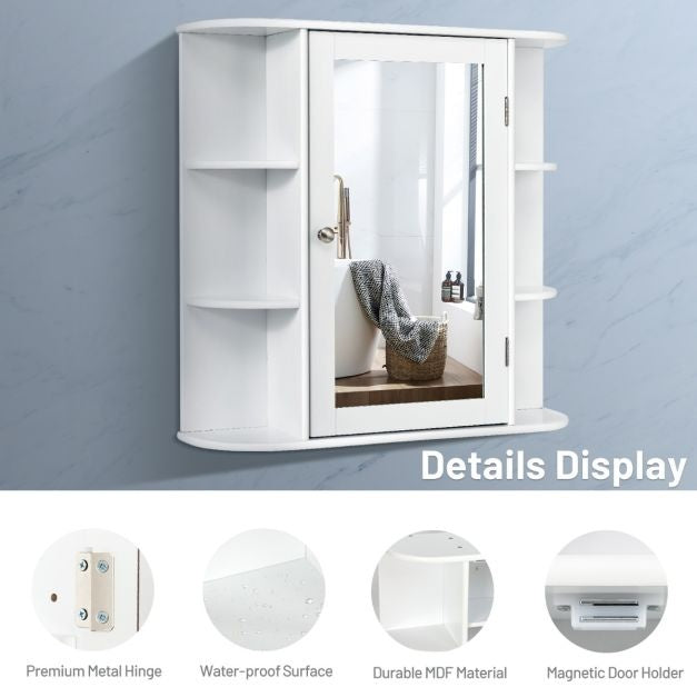 Coast Wandschrank - Mit Spiegeltür und Einlegeböden - 65 x 17 x 63 cm - Weiß