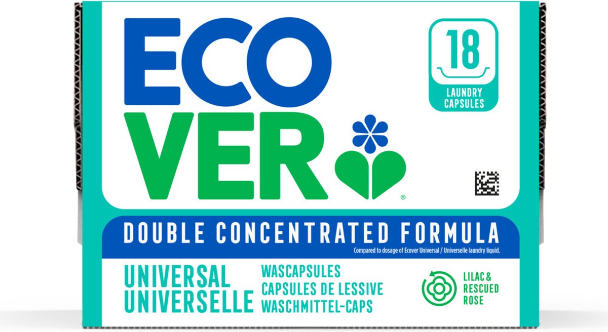 Ecover Waschkapseln Universal Lilac & Rescued Rose – 18 Waschgänge